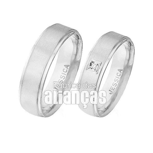 Aliança De Noivado e Casamento Em Ouro Branco 18k 0,750 Fa-497-b - FA-497-B - Fábrica das Alianças