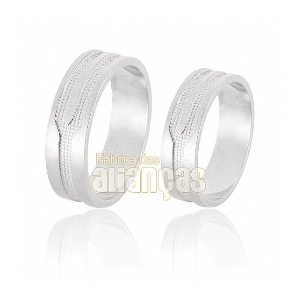 Alianças De Noivado e Casamento Em Ouro Branco 18k 0,750 Fa-593-b - FA-593-B - Fábrica das Alianças