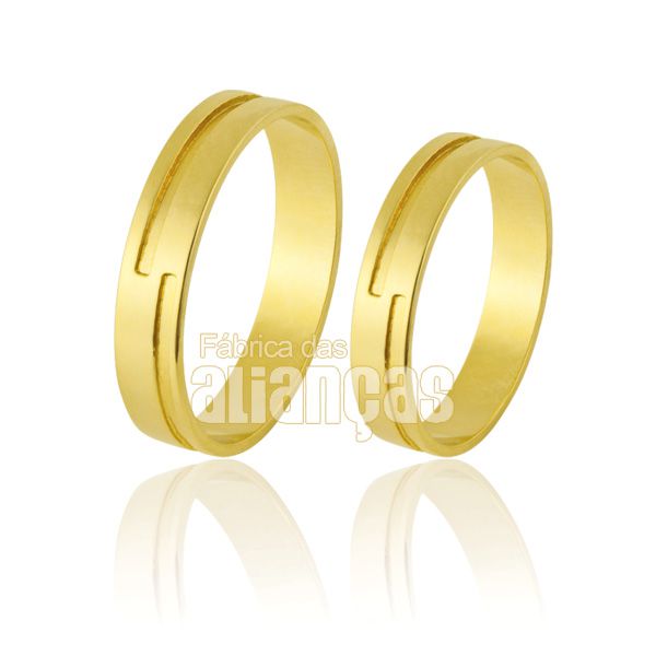 Alianças De Noivado e Casamento Em Ouro Amarelo 18k 0,750 Fa-684 - FA-684 - Fábrica das Alianças