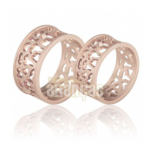 Alianças Vazadas De Ouro Rosê - FA-718-R-10K - Fábrica das Alianças