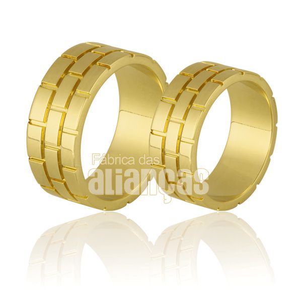 Alianças de Ouro Branco 18k Largas - FA-726 - Fábrica das Alianças