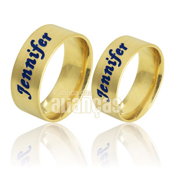 Alianças De Noivado e Casamento Em Ouro Amarelo 18k 0,750 Fa-738 - FA-738 - Fábrica das Alianças