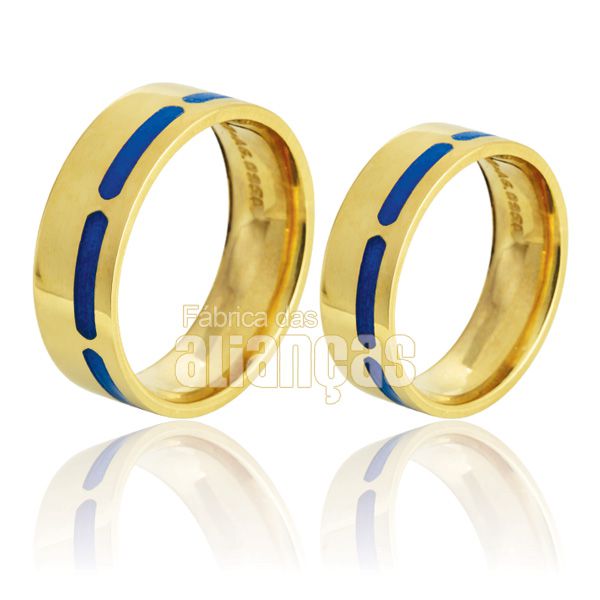 Alianças De Noivado e Casamento Em Ouro Amarelo 18k 0,750 Fa-741 - FA-741 - Fábrica das Alianças