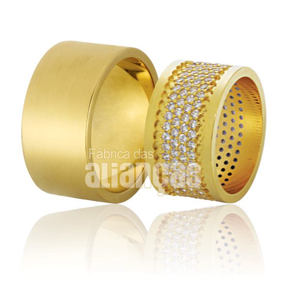 Alianças De Noivado e Casamento Em Ouro Amarelo 18k 0,750 - FA-781-Z - Fábrica das Alianças