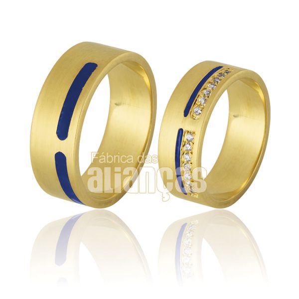 Alianças De Noivado e Casamento Em Ouro Amarelo 18k 0,750 Fa-765 - FA-765 - Fábrica das Alianças