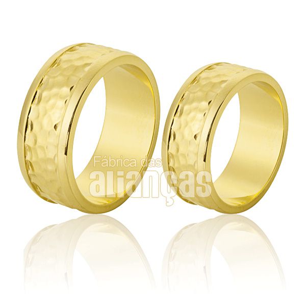 Alianças De Noivado e Casamento Em Ouro Amarelo 18k - FA-772 - Fábrica das Alianças