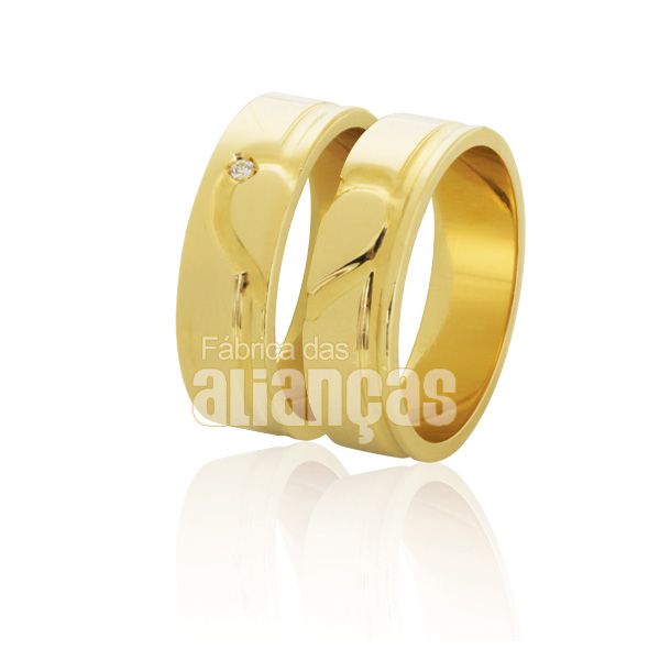 Alianças De Noivado e Casamento Em Ouro Amarelo 18k 0,750 Fa-790 - FA-790 - Fábrica das Alianças