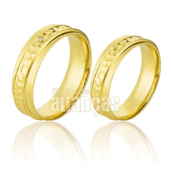 Alianças De Noivado e Casamento Em Ouro Amarelo 18k 0,750 Fa-850 - FA-850 - Fábrica das Alianças