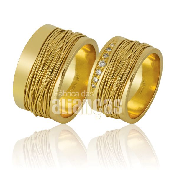 Alianças De Noivado e Casamento Em Ouro Amarelo 18k 0,750 Fa-853 - FA-853 - Fábrica das Alianças