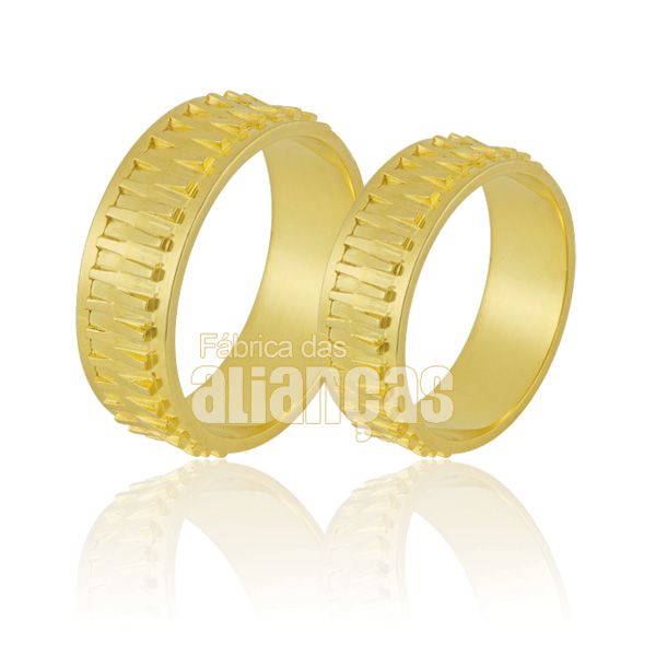Alianças De Noivado e Casamento Em Ouro Amarelo 18k 0,750 Fa-859 - FA-859 - Fábrica das Alianças