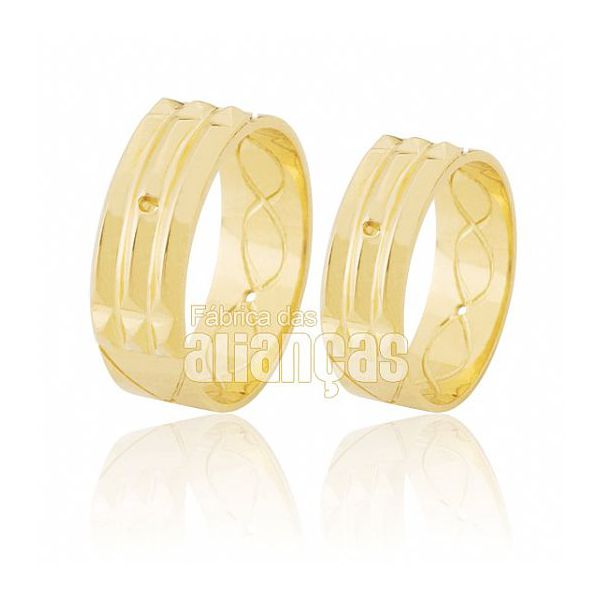 Alianças De Ouro 18k -atlantis - FA-96 - Fábrica das Alianças