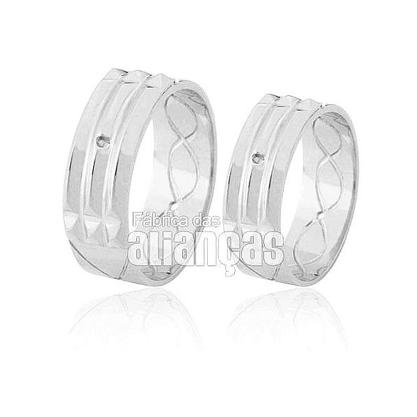 Alianças De Noivado e Casamento Em Ouro Branco 18k 0,750 Fa-96-b-atlantis - FA-96-B - Fábrica das Alianças