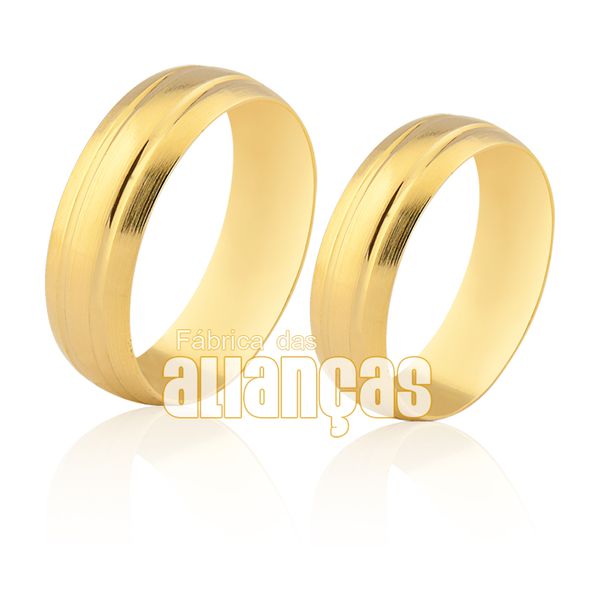 Alianças De Noivado e Casamento Em Ouro 18k - FA-1106 - Fábrica das Alianças