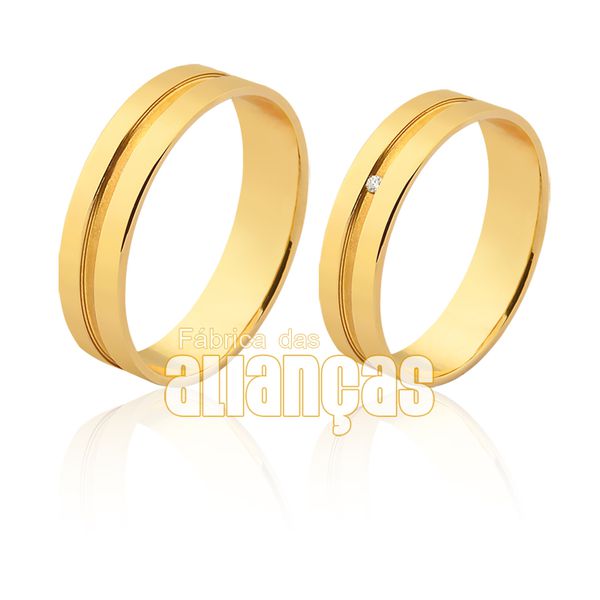 Alianças De Noivado e Casamento Em Ouro 18k 0,750 - FA-1117 - Fábrica das Alianças