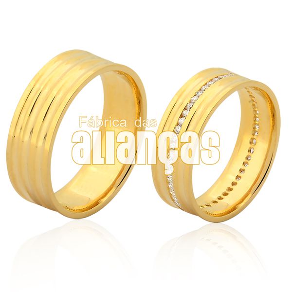 Alianças De Noivado e Casamento Em Ouro 18k - FA-1118 - Fábrica das Alianças