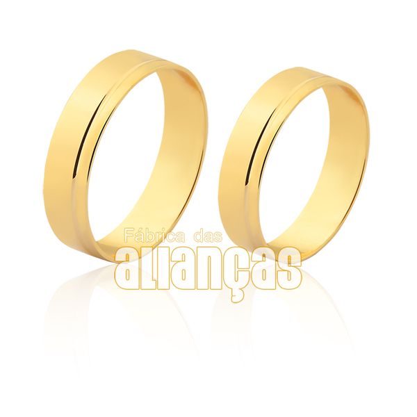 Alianças Lindas e Baratas De Casamento Em Ouro Amarelo 18k - FA-1530 - Fábrica das Alianças