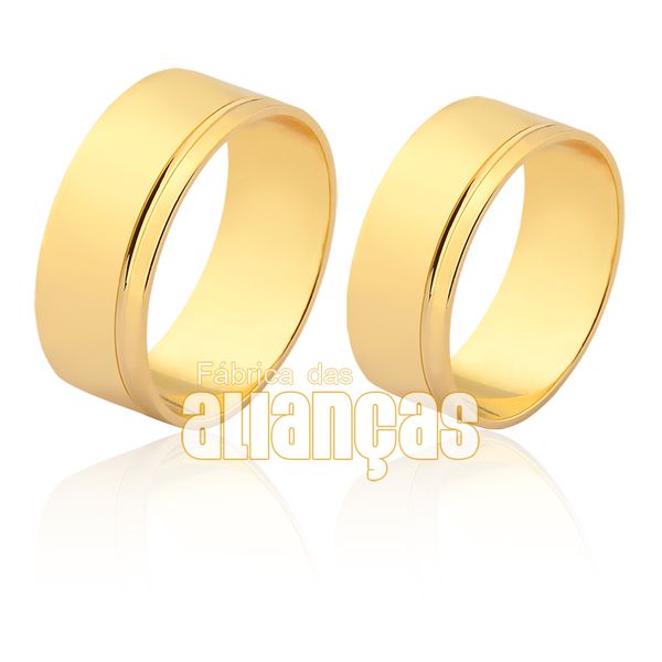 Alianças De Casamento Em Ouro 18k - FA-1535 - Fábrica das Alianças