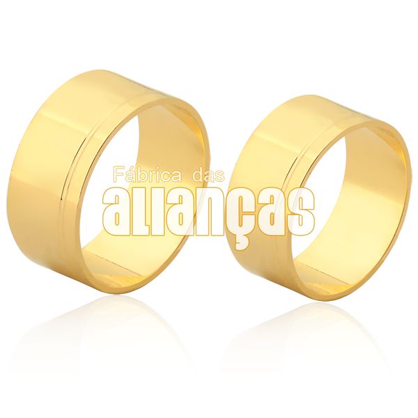 Alianças De Noivado e Casamento Em Ouro Amarelo 18k - FA-1537 - Fábrica das Alianças