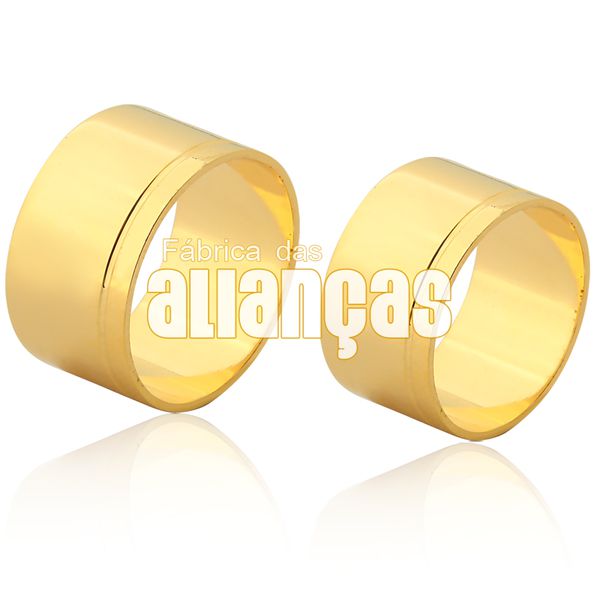 Alianças De Noivado e Casamento Em Ouro 18k Com Friso No Canto - FA-1540 - Fábrica das Alianças
