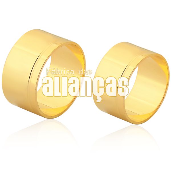 Lindas Alianças De Noivado e Casamento Em Ouro Amarelo 18k - FA-1542 - Fábrica das Alianças