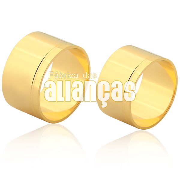 Alianças De Casamento Em Ouro Amarelo 18k Com Friso No Canto - FA-1543 - Fábrica das Alianças