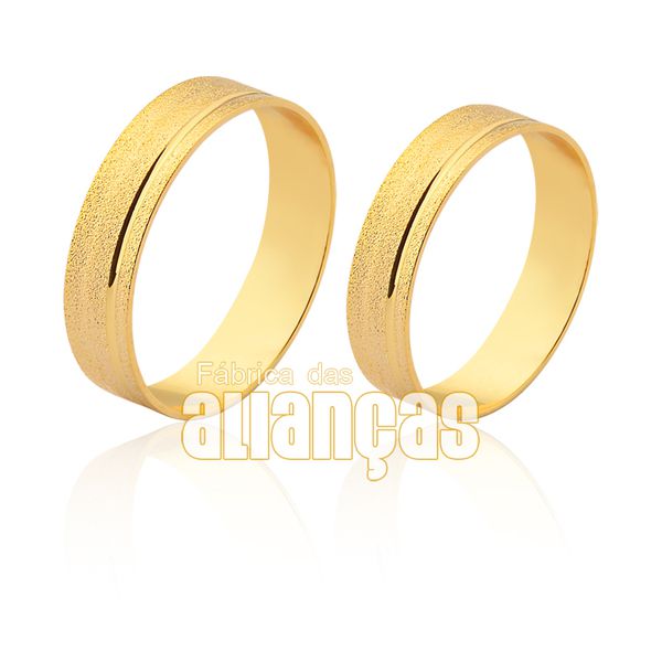 Alianças De Noivado e Casamento Em Ouro Amarelo 18k - FA-1551 - Fábrica das Alianças