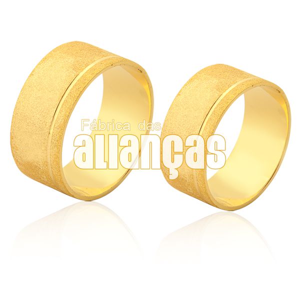 Alianças Lindas De Noivado e Casamento Em Ouro Amarelo 18k - FA-1559 - Fábrica das Alianças