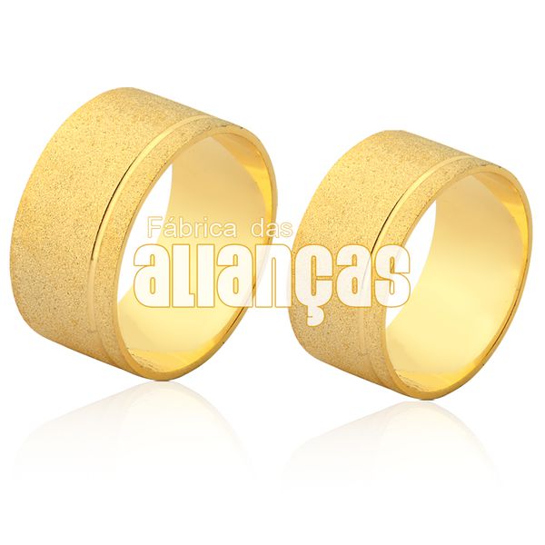 Alianças De Noivado e Casamento Em Ouro Amarelo 18k - FA-1561 - Fábrica das Alianças