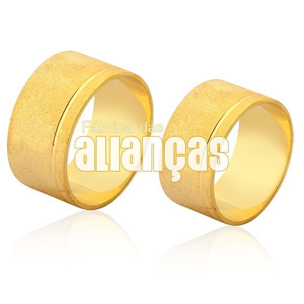 Alianças Lindas De Noivado e Casamento Em Ouro Amarelo 18k - FA-1562 - Fábrica das Alianças