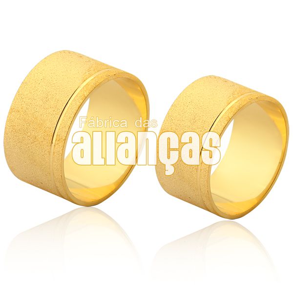 Alianças Baratas De Noivado e Casamento Em Ouro Amarelo 18k - FA-1563 - Fábrica das Alianças