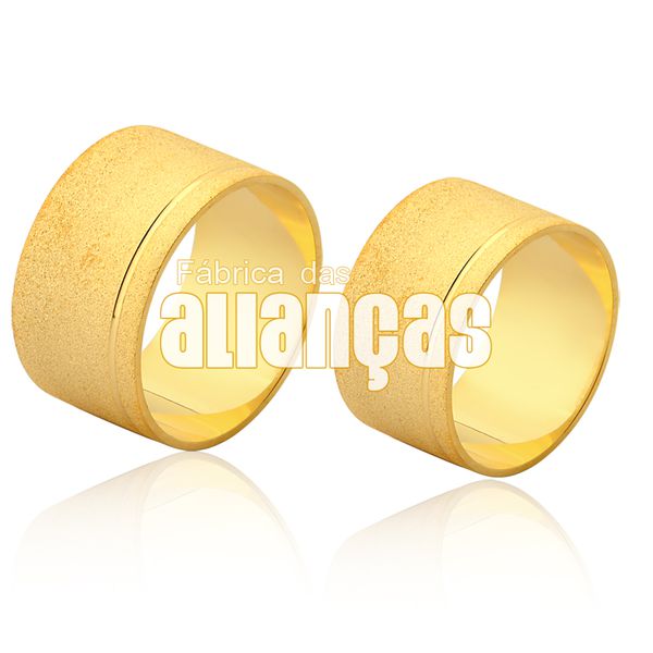 Alianças De Noivado e Casamento Em Ouro Amarelo 18k - FA-1564 - Fábrica das Alianças