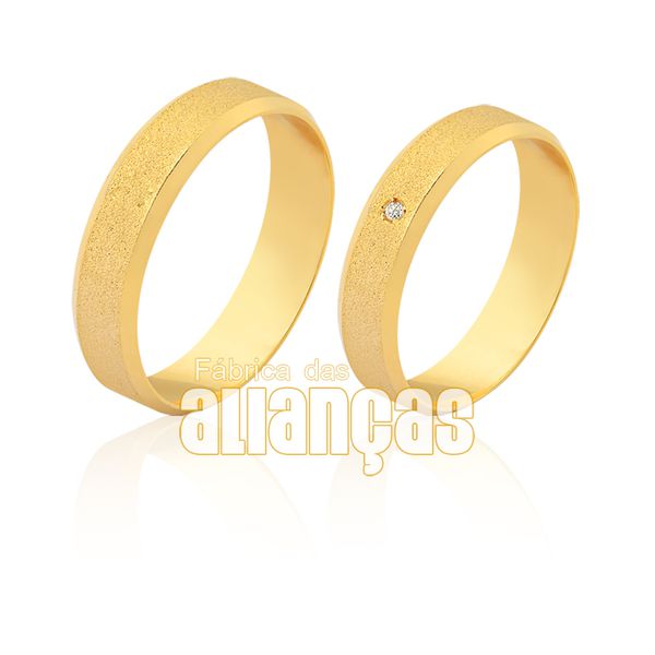 Aliança Em Ouro Amarelo 18k Com Brilhante - FA-1592 - Fábrica das Alianças