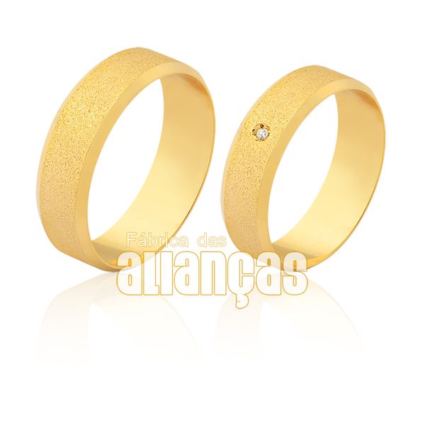 Aliança Em Ouro 18k Com Brilhante - FA-1594 - Fábrica das Alianças