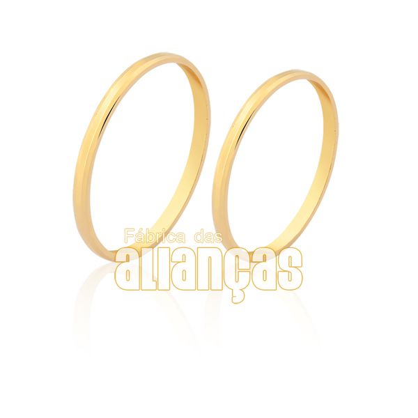 Alianças De Casamento Em Ouro - FA-1610-V - Fábrica das Alianças