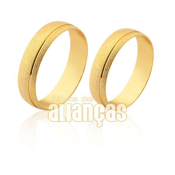 Alianças de Ouro 10k com Detalhes - FA-1826-10K - Fábrica das Alianças