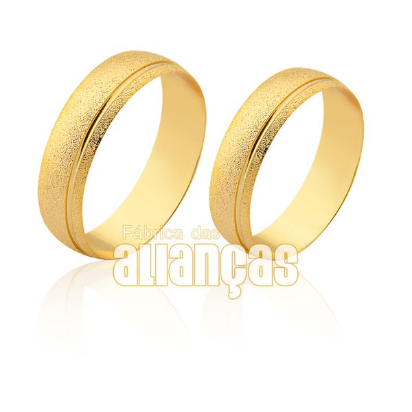 Alianças De Ouro 18k Tradicionais Com Friso - FA-1828 - Fábrica das Alianças