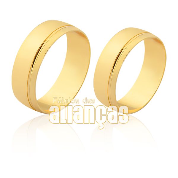 Aliança De Ouro Com Friso 10k - FA-1849-10K - Fábrica das Alianças