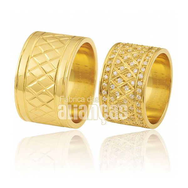 Alianças De Noivado e Casamento Em Ouro Amarelo 18k 0,750 Fa-373 - FA-373 - Fábrica das Alianças