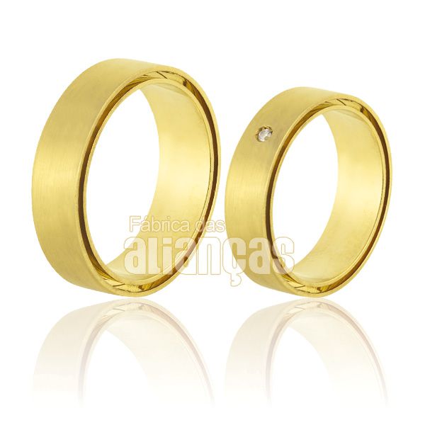 Alianças De Noivado e Casamento Em Ouro Amarelo 18k 0,750 Fa-398 - FA-398 - Fábrica das Alianças