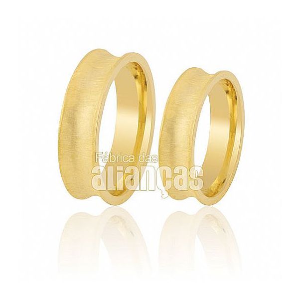 Alianças De Noivado e Casamento Em Ouro Amarelo 18k - FA-405 - Fábrica das Alianças