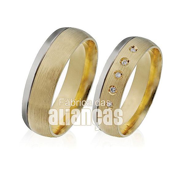 Alianças de Casamento em Ouro Amarelo 18k - FA-433 - Fábrica das Alianças