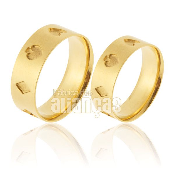 Alianças De Noivado e Casamento Em Ouro Amarelo 18k 0,750 Fa-905