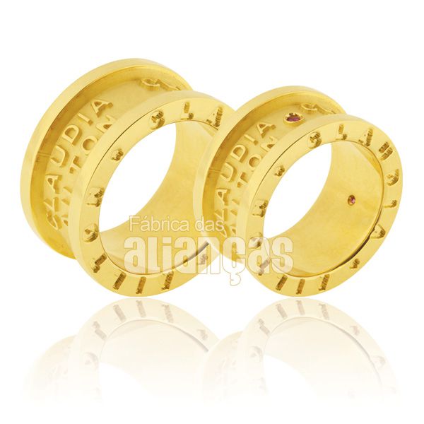 Alianças De Noivado e Casamento Em Ouro Amarelo 18k 0,750 Fa-916 - FA-916 - Fábrica das Alianças