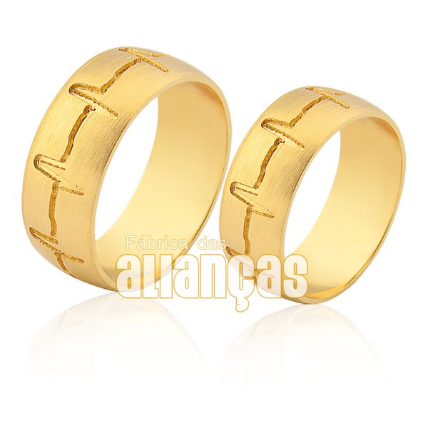 Alianças De Noivado e Casamento Em Ouro Amarelo 18k 0,750 Fa-941 - FA-941 - Fábrica das Alianças