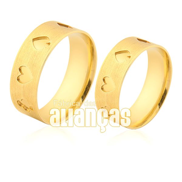 Alianças De Noivado e Casamento Em Ouro Amarelo 18k 0,750 Fa-943