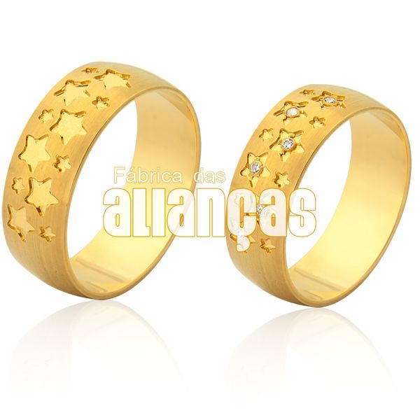 Alianças De Noivado e Casamento Em Ouro Amarelo 18k 0,750 Fa-948 - FA-948 - Fábrica das Alianças