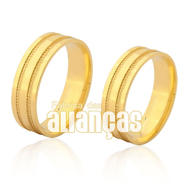 Alianças De Noivado e Casamento Em Ouro Amarelo 18k 0,750 Fa-955 - FA-955 - Fábrica das Alianças