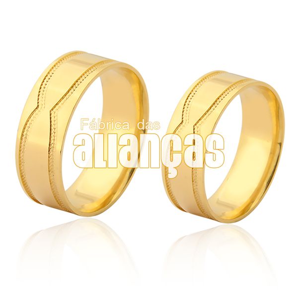 Alianças De Noivado e Casamento Em Ouro Amarelo 18k 0,750 Fa-957