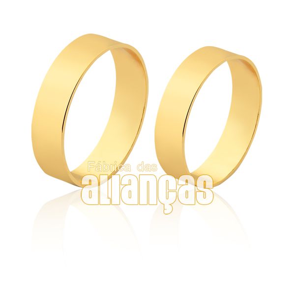 Alianças De Noivado e Casamento Em Ouro Amarelo 18k - FA-1510 - Fábrica das Alianças