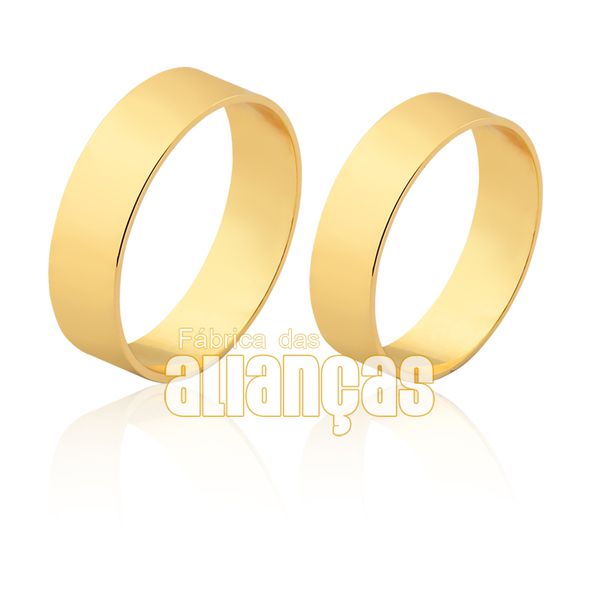 Alianças Delicadas De Noivado e Casamento Em Ouro Amarelo 18k - FA-1511 - Fábrica das Alianças